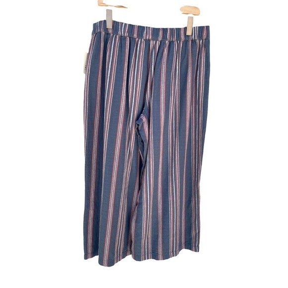 Ana Dark Blue Striped Wide Leg Pants Cotton New Size Large - Picture 7 of 10